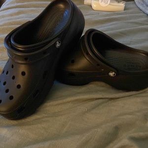 Platform Black Croc Clogs